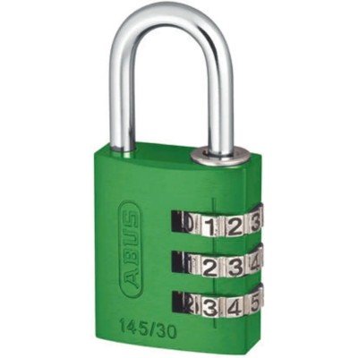 ABUS Combination Steel and Aluminium Safety Padlock, Weatherproof, 5 mm Shackle Diameter, 26 mm Shackle Length 145/30 Green