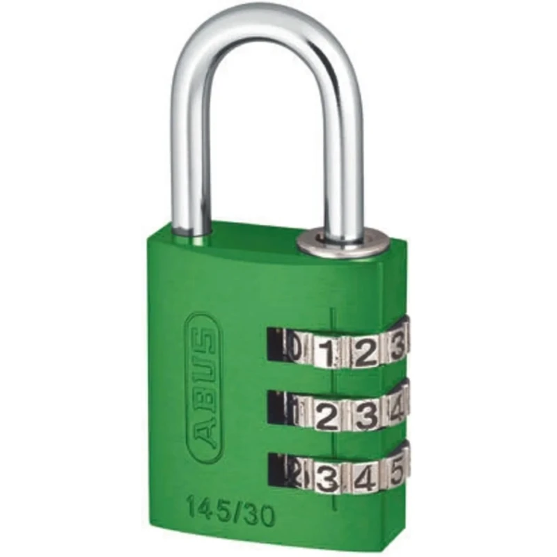 ABUS Combination Steel and Aluminium Safety Padlock, Weatherproof, 5 mm Shackle Diameter, 26 mm Shackle Length 145/30 Green