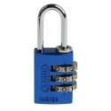 ABUS Combination Padlock Aluminium Steel Safety Padlock Weatherproof 3 mm Shackle 20 mm Body 145/20 Blue