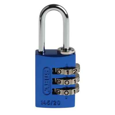 ABUS Combination Padlock Aluminium Steel Safety Padlock Weatherproof 3 mm Shackle 20 mm Body 145/20 Blue