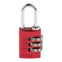 ABUS Aluminium Steel Safety Combination Padlock Weatherproof 3 mm Shackle 20 mm Body 145/20 Red
