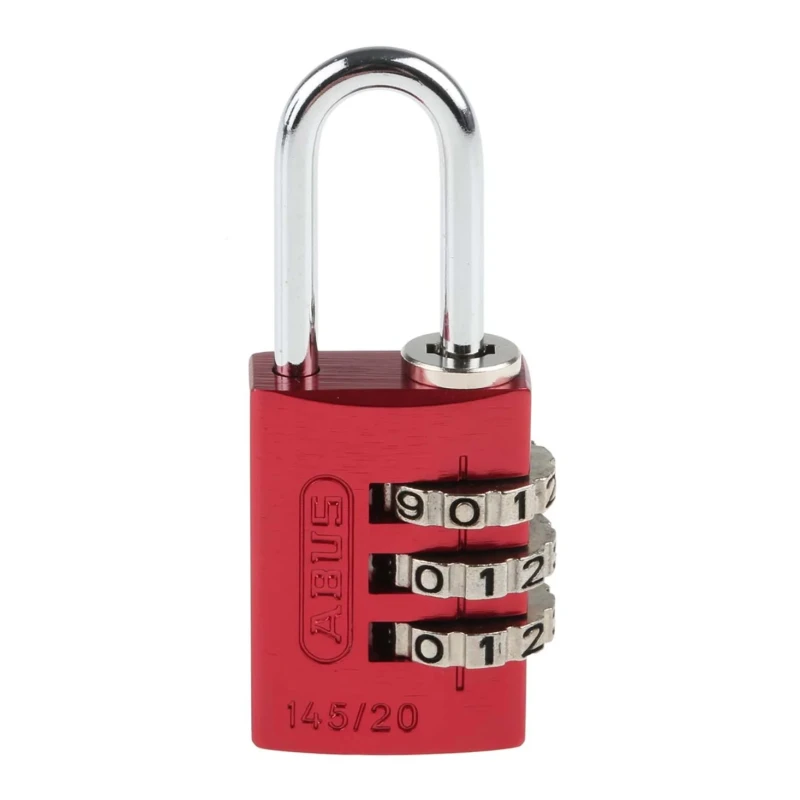 ABUS Aluminium Steel Safety Combination Padlock Weatherproof 3 mm Shackle 20 mm Body 145/20 Red