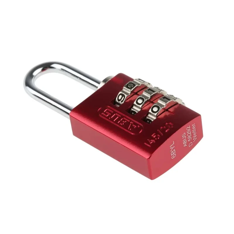 ABUS Aluminium Steel Safety Combination Padlock Weatherproof 3 mm Shackle 20 mm Body 145/20 Red