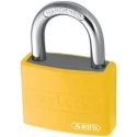 ABUS Weatherproof Keyed Aluminium and Steel Safety Padlock 6.5 mm Shackle Diameter, 22.5 mm 49935 - T65AL/40 Yellow KA 6402
