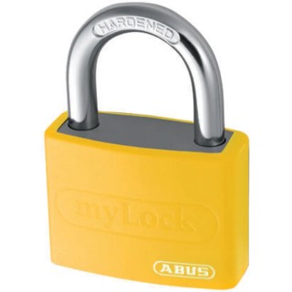 ABUS Weatherproof Keyed Aluminium and Steel Safety Padlock 6.5 mm Shackle Diameter, 22.5 mm 49935 - T65AL/40 Yellow KA 6402