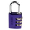 ABUS Aluminium Combination Safety Padlock Weatherproof 4.8 mm Shackle, 3 mm Body 145/30 Lilac