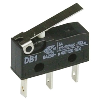ZF Short Lever Micro Switch with Tab Terminal, 6A Current Rating, 250V AC Voltage, SPDT Contact Configuration DB1C-B1LB