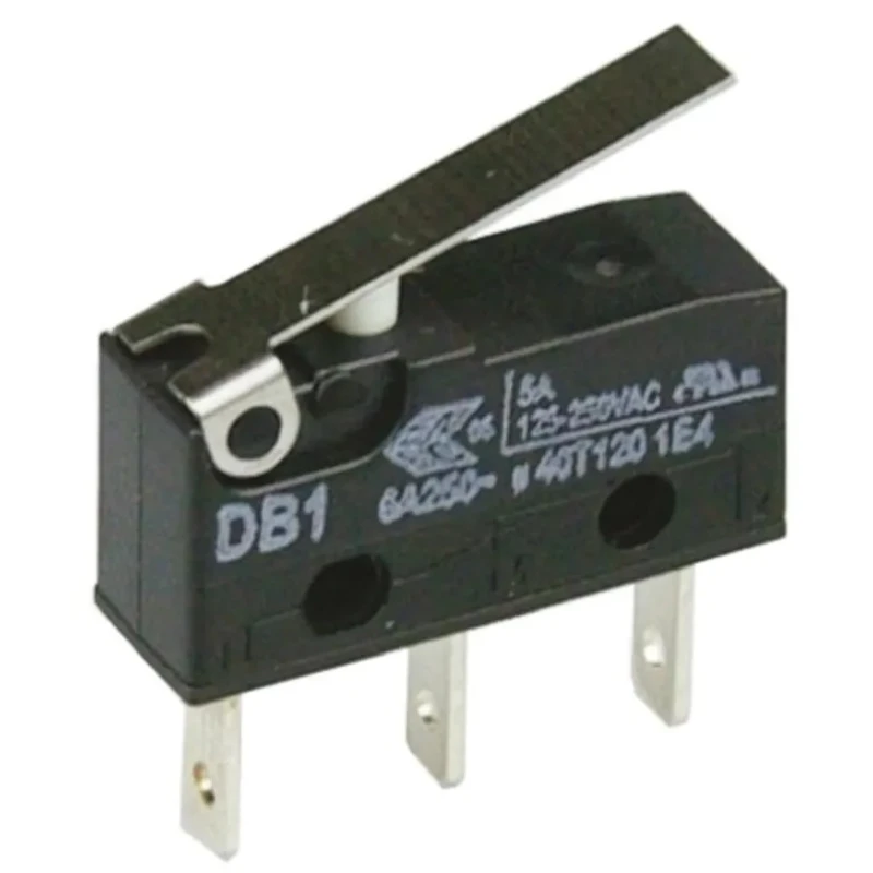 ZF Short Lever Micro Switch with Tab Terminal, 6A Current Rating, 250V AC Voltage, SPDT Contact Configuration DB1C-B1LB