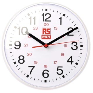 RS PRO White Analogue Wall Clock 215 mm Diameter Plastic Case Quartz Movement 706-4789