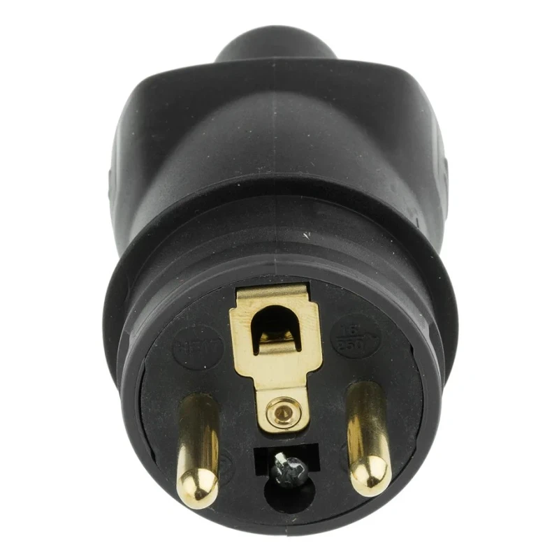 Legrand 16A 250V France Mains Connector Black Rubber Cable Mount Screw Termination 0 504 45