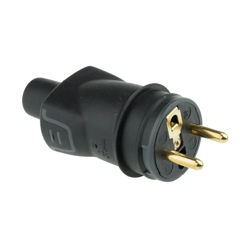 Legrand 16A 250V France Mains Connector Black Rubber Cable Mount Screw Termination 0 504 45