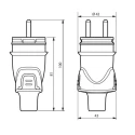 Legrand 16A 250V France Mains Connector Black Rubber Cable Mount Screw Termination 0 504 45