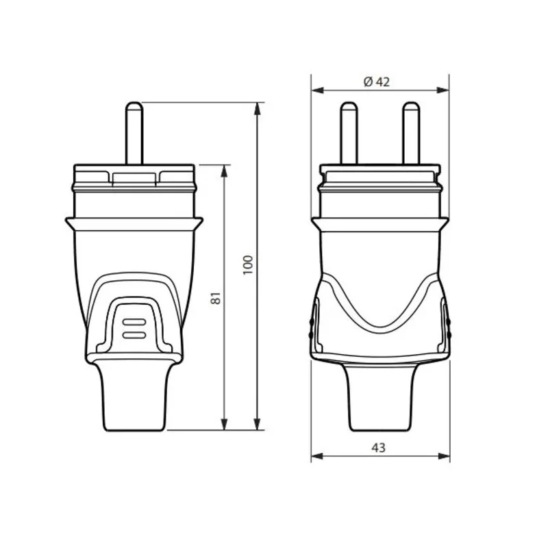 Legrand 16A 250V France Mains Connector Black Rubber Cable Mount Screw Termination 0 504 45