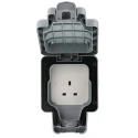 MK Electric 13A Grey 1 Gang Flush Mount Plug Socket Indoor & Outdoor Type G British K56480GRY