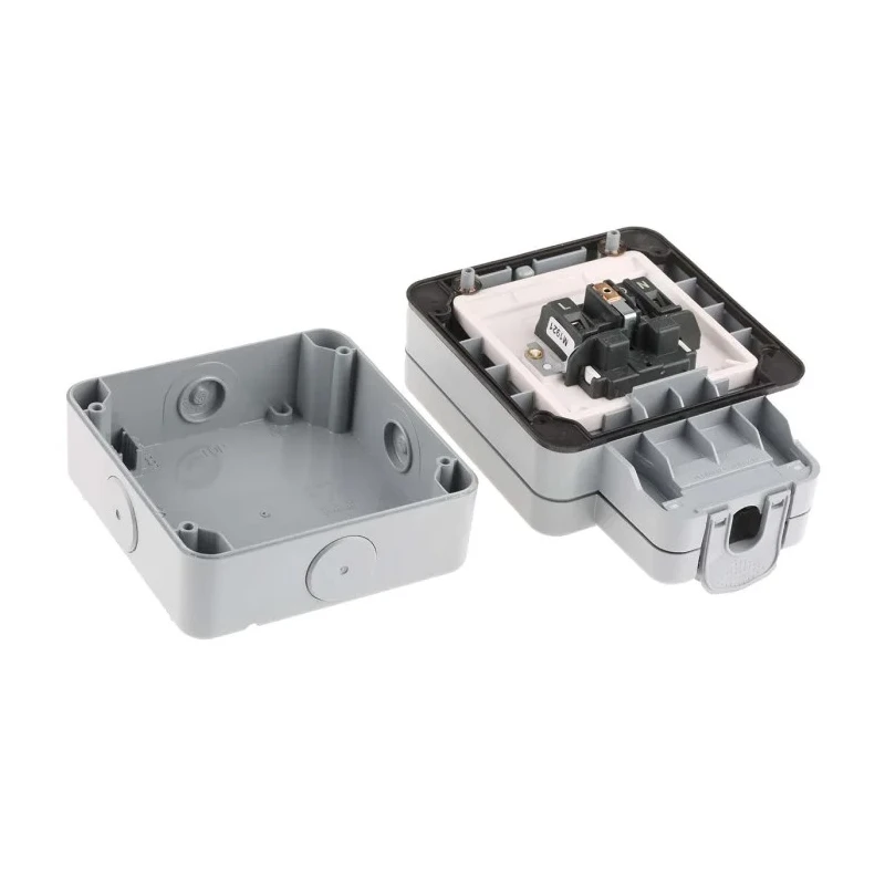 MK Electric 13A Grey 1 Gang Flush Mount Plug Socket Indoor & Outdoor Type G British K56480GRY