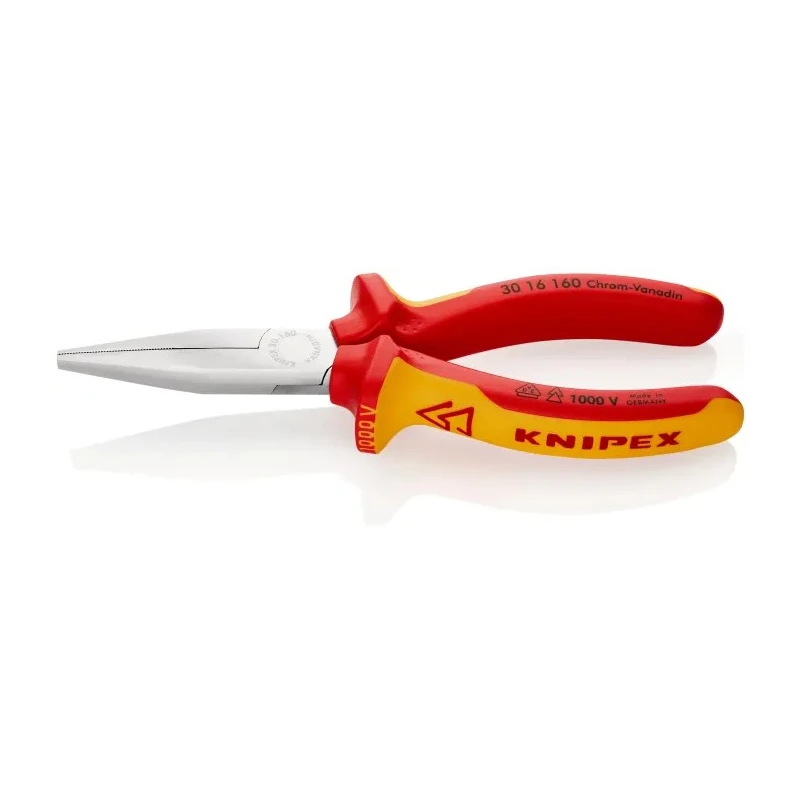 Knipex 1-Piece Flat Nose Plier 160mm Overall VDE 1000V Approved Chrome Vanadium Steel 30 16 160