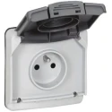 Legrand 16A Grey 1 Gang French Plug Socket Indoor & Outdoor IP66 Screwed Plexo 66 0 904 86