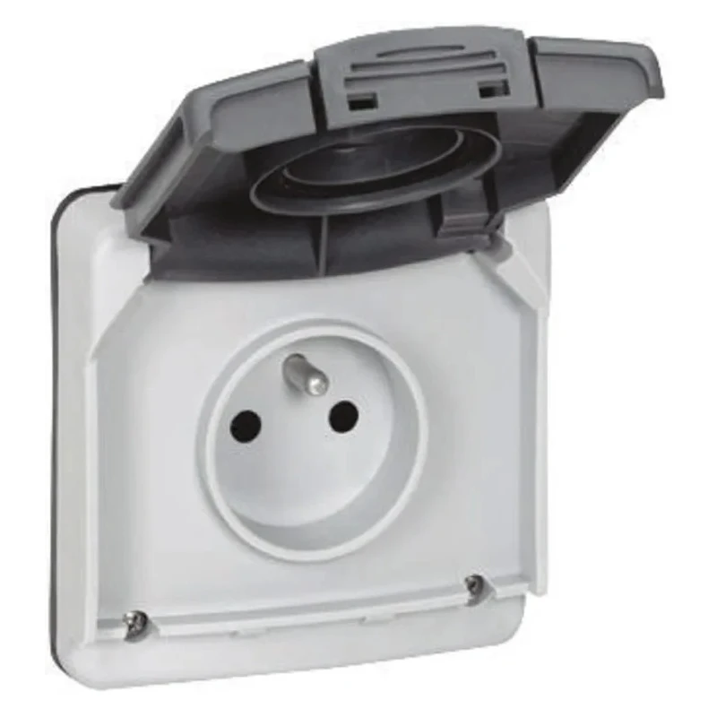 Legrand 16A Grey 1 Gang French Plug Socket Indoor & Outdoor IP66 Screwed Plexo 66 0 904 86