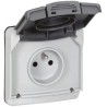 Legrand 16A Grey 1 Gang French Plug Socket Indoor & Outdoor IP66 Screwed Plexo 66 0 904 86