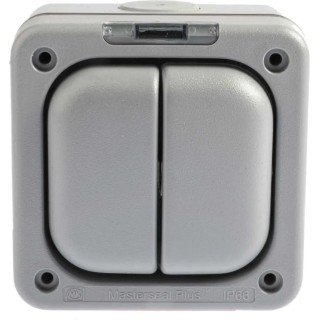 MK Electric Grey 1 Way 2 Gang Flush Mount Light Switch 10A 250V Masterseal K56402GRY