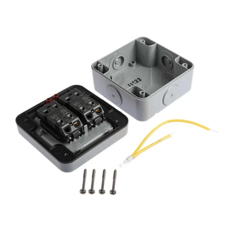 MK Electric Grey 1 Way 2 Gang Flush Mount Light Switch 10A 250V Masterseal K56402GRY