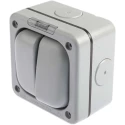 MK Electric Grey 1 Way 2 Gang Flush Mount Light Switch 10A 250V Masterseal K56402GRY