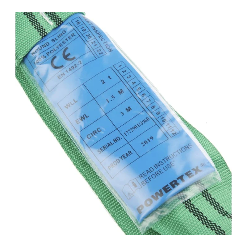 RS PRO 1.5 m Green Lifting Sling Round, 2 t 729-3054
