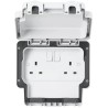 MK Electric 13A White 2 Gang Plug Socket Indoor & Outdoor Type G British K56482WHI