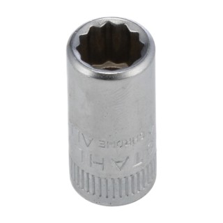 STAHLWILLE Socket 7 mm 12 Point Square 1/4 in Drive Chrome Finish Steel 23mm Overall Length 01030007
