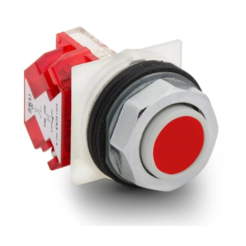 Schneider Electric Harmony 9001K Series Illuminated Push Button Switch, Spring Return, 30 mm Cutout, 1 NC, Red LED 9001KR3RH6