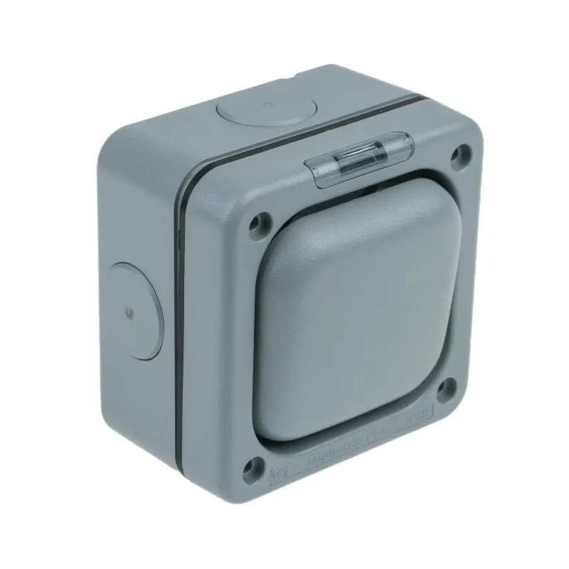 MK Electric Grey 2 Way Light Switch 1 Gang Masterseal IP66 10A 250V Polycarbonate Flush Mount K56401GRY