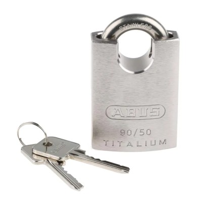 Abus Weatherproof Keyed Titalium Padlock 50mm Body, 9.5mm Shackle Diameter 90RK/50