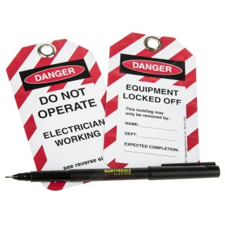 Martindale Lockout Tag 140mm x 80mm, Equipment Locked Off, Electrician Working, Do Not Operate, 10 Per Pack TAG2