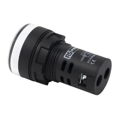 RS PRO Panel Mount White LED Pilot Light 22 mm Cutout, 230V AC, IP65 Rated, Round 763-7937