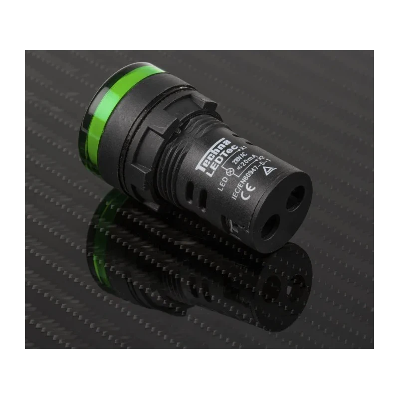 RS PRO Panel Mount Green LED Pilot Light 22 mm Cutout 230V AC IP65 Round 763-7949