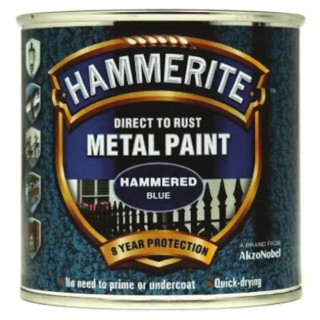 Hammerite Direct to Rust Paint Hammered Finish Blue 250 ml 5092936