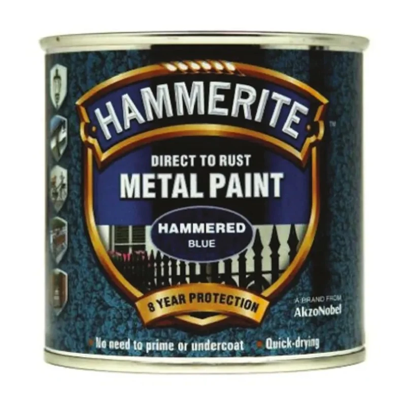 Hammerite Direct to Rust Paint Hammered Finish Blue 250 ml 5092936