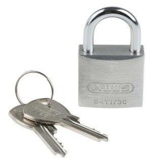ABUS Titanium Weatherproof Padlock, Keyed Alike, 5 mm Shackle Diameter, 30 mm Width, 22 mm Shackle Length 64TI/30 KA6311