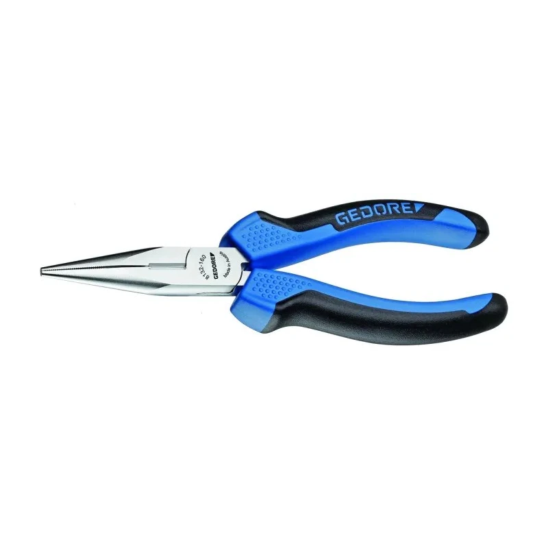 Gedore Steel Long Nose Plier with Ergonomic Handle, Chrome-Plated, 200mm Overall Length, 75.7mm Jaw Length 8132-200 JC
