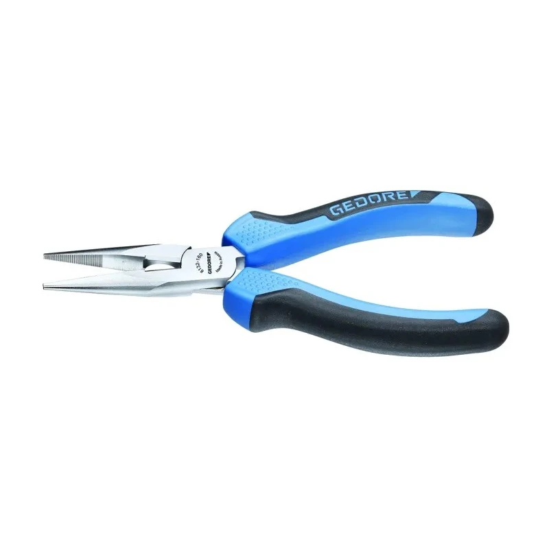 Gedore Steel Long Nose Plier with Ergonomic Handle, Chrome-Plated, 200mm Overall Length, 75.7mm Jaw Length 8132-200 JC