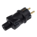 Legrand 16A 250V German Schuko Mains Plug Black Thermoplastic Cable Mount Screw Termination 0 503 42