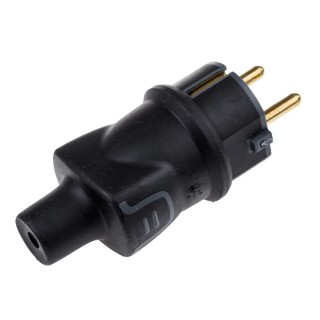 Legrand 16A 250V German Schuko Mains Plug Black Thermoplastic Cable Mount Screw Termination 0 503 42