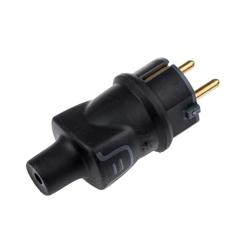 Legrand 16A 250V German Schuko Mains Plug Black Thermoplastic Cable Mount Screw Termination 0 503 42