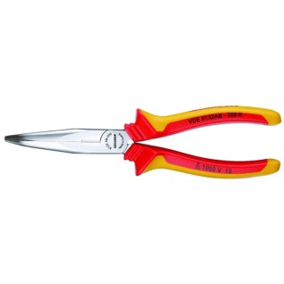 Gedore VDE 1-Piece Long Nose Plier, 160mm Overall Length, 46mm Jaw, Chrome Plated Steel Body, VDE 8132 AB-160 H