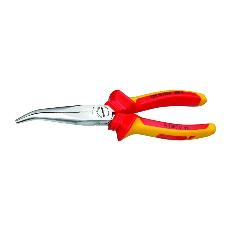 Gedore VDE 1-Piece Long Nose Plier, 160mm Overall Length, 46mm Jaw, Chrome Plated Steel Body, VDE 8132 AB-160 H