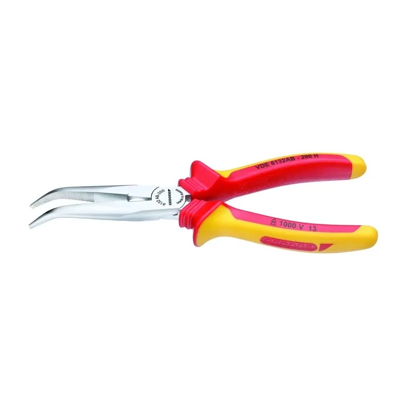 Gedore VDE 1-Piece Long Nose Plier, 160mm Overall Length, 46mm Jaw, Chrome Plated Steel Body, VDE 8132 AB-160 H
