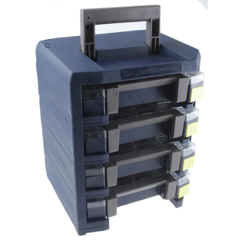 Raaco Adjustable Compartments 4 Cell Blue Polycarbonate Compartment Box 342mm x 290mm x 247mm 137942