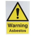 RS PRO Hazard Warning Sign Polypropylene Material Yellow Black Warning Asbestos 420mm x 297mm 763-1645