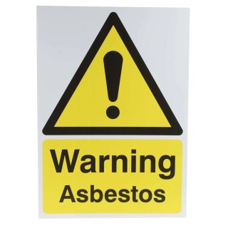 RS PRO Hazard Warning Sign Polypropylene Material Yellow Black Warning Asbestos 420mm x 297mm 763-1645