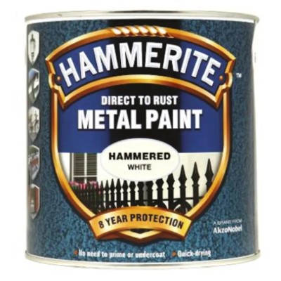 Hammerite Direct to Rust Paint Hammered Finish White 250 ml 5084836